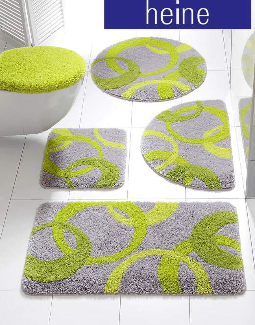 1x BADEMATTE 50 x 90 GRÜN GRAU BADTEPPICH KREISMOTIV MATTE TEPPICH