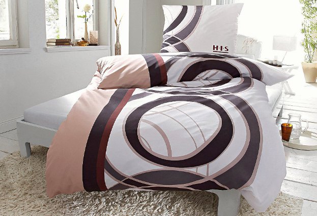 2 tlg mako satin bettwÃsche h.i.s 155 x 220 braun creme ...