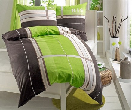 2 tlg biber bettwÃsche his 155 x 220 braun grÃn bettgarnitur ...