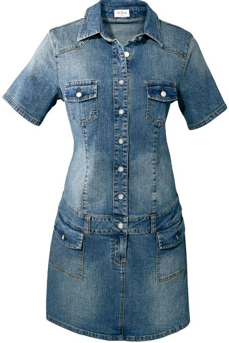 MNRIUOCII Jeanskleid Damen - Vintage Denim Kleid Mit Knopfleiste Sommer