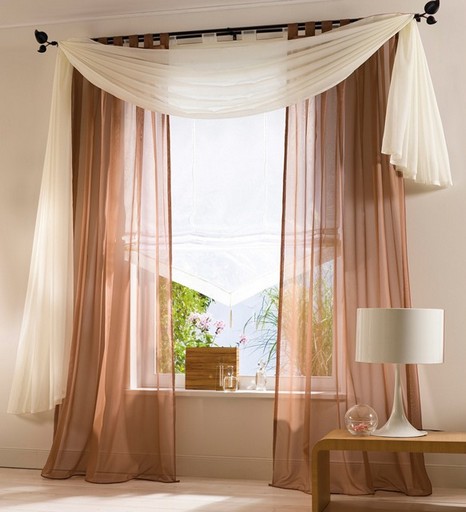 1 St FREIHANDBOGEN QUERBEHANG VOILE 145 x 500 WEIß GARDINE FREIHANDDEKO