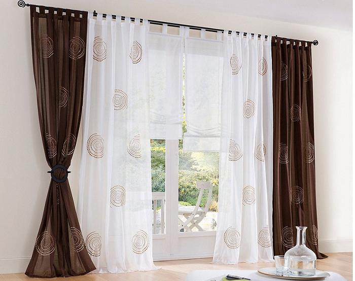 2 st gardine vorhang voile 140 x 225 creme weià braun beige ... Vorhänge wohnzimmer weiß
