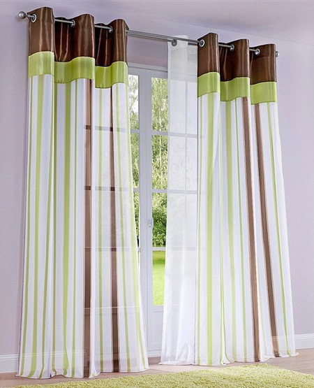 1 st gardine 140 x 225 weià grÃn braun Ãsen schal voile taft ...