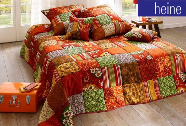 1 st tagesdecke 210 x 280 bunt terra grÃn patchwork wohndecke ... Tagesdecken