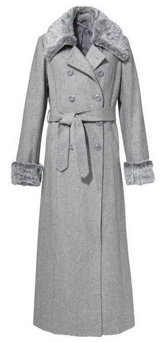 FUPODD Wintermantel Damen Lang - Wollmantel Mit Fellkragen & Gürtel