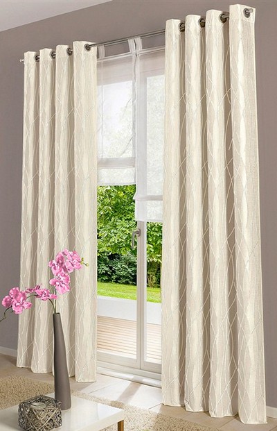 2 St VORHANG STORE 140 x 230 NATUR CREME BLICKDICHT CRASH OPTIK KRÄUSELBAND