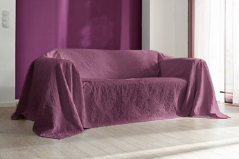 SOFAUBERWURF TAGESDECKE WOHNDECKE 250 x 370 AUBERGINE DECKE NEU