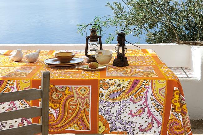 TISCHDECKE von BASSETTI GRANFOULARD 180 x 270 ORANGE VULCANO